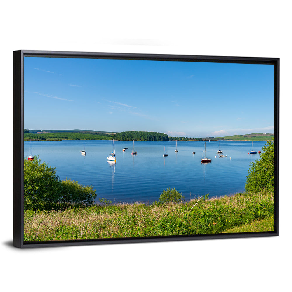 Anchored Sailboats at Llyn Brenig Wall Art