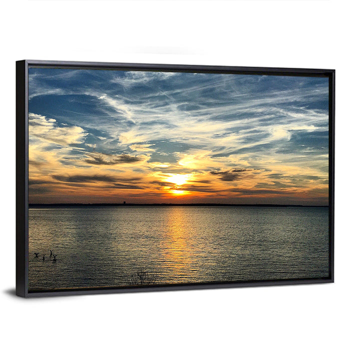 Texoma Lake Sunset Wall Art as a framed canvas