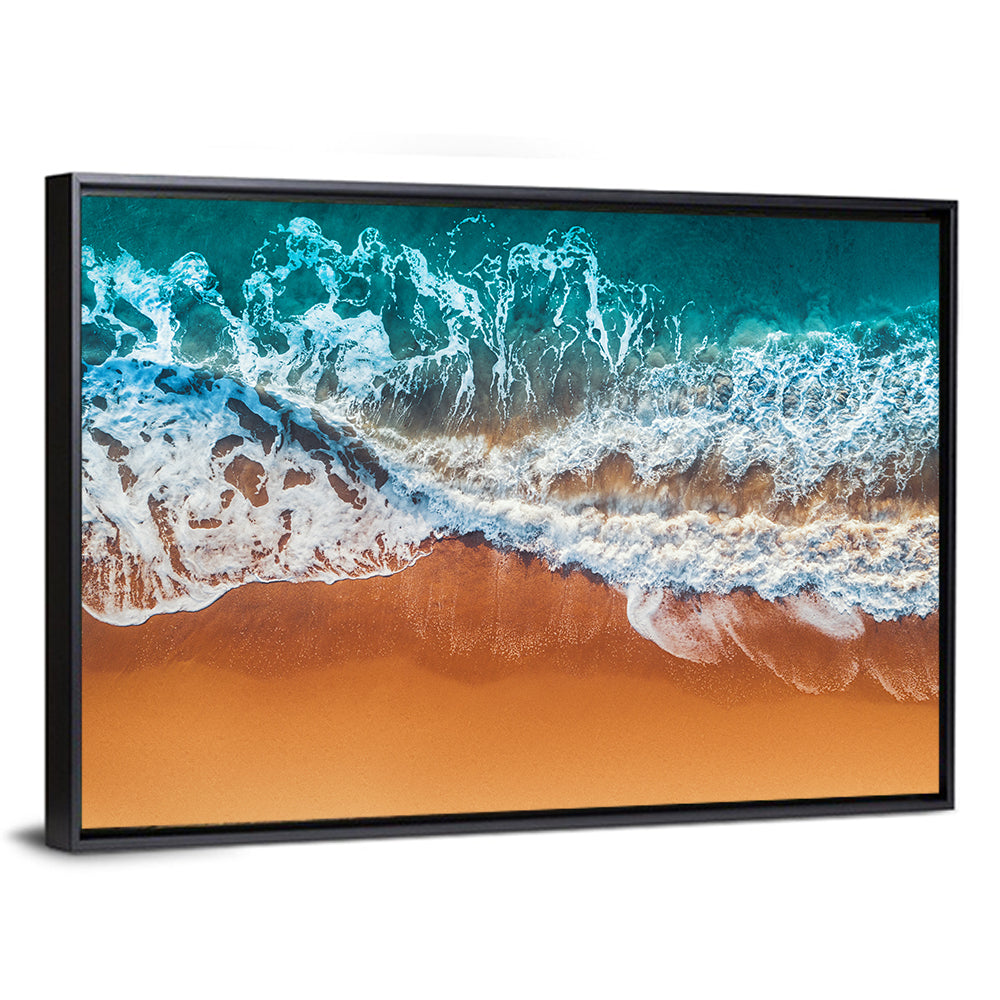 Sandy Beach Sea Waves Wall Art