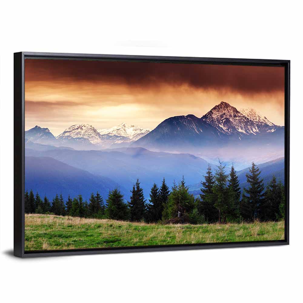 Austrian Mountain Peaks at Dusk Wall Art