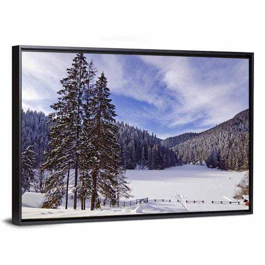 Red Lake Romania Winter View Wall Art