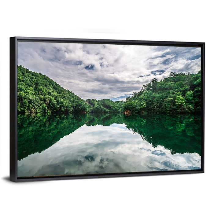 Lake Jocassee Reflection Wall Art as a framed canvas