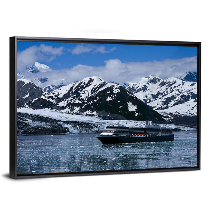Cruise Ship in Yakutat Bay Wall Art as a framed canvas