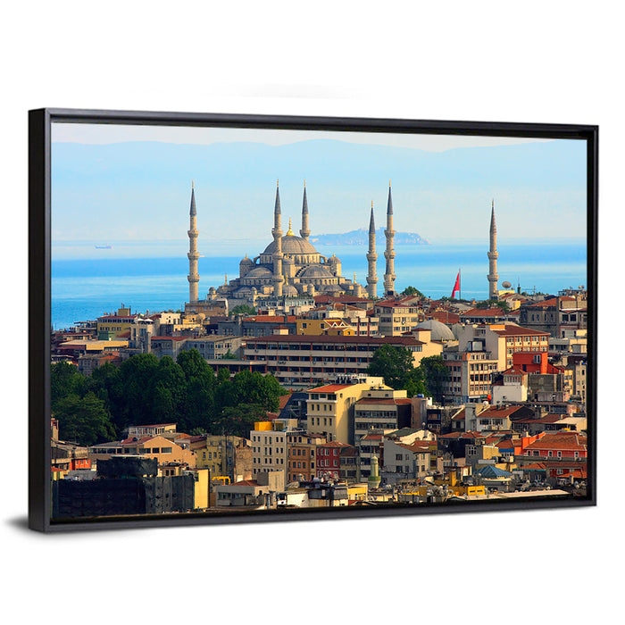 Sultan Ahmed Mosque Skyline Wall Art as a framed canvas