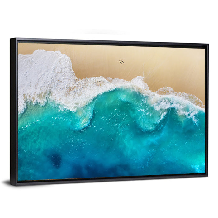 Nusa Penida Aerial Beach Wall Art as a framed canvas