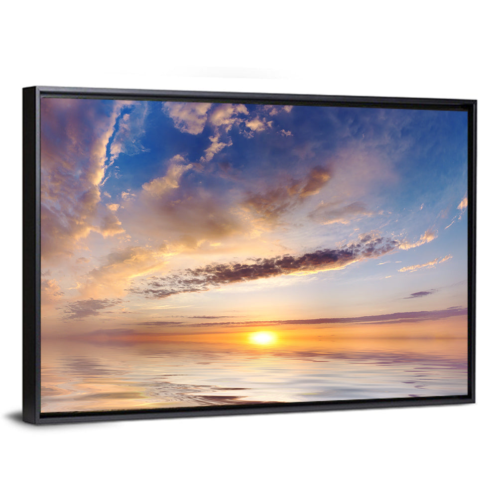 Sunlit Clouds Over Calm Sea Wall Art
