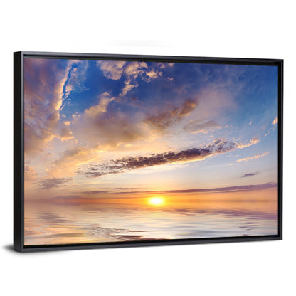 Sunlit Clouds Over Calm Sea Wall Art
