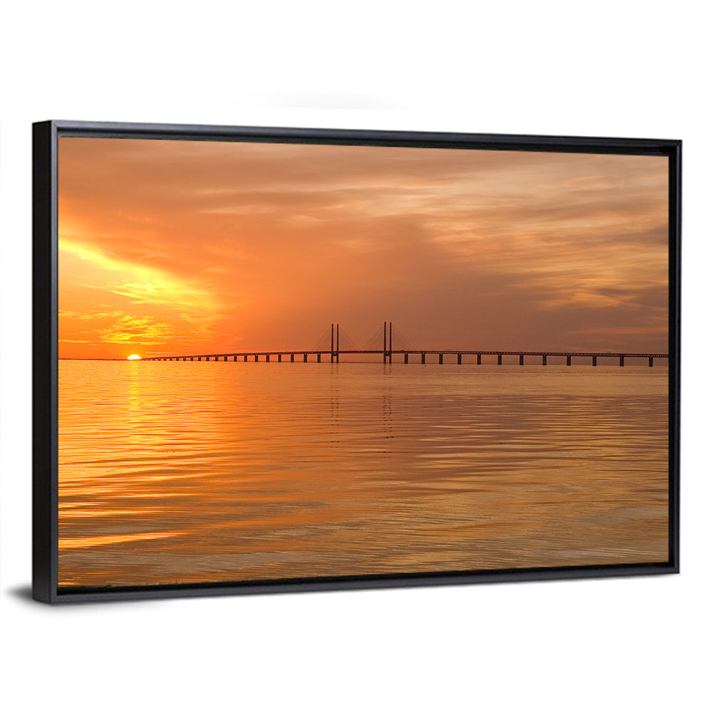 Øresund Bridge in Golden Light Wall Art