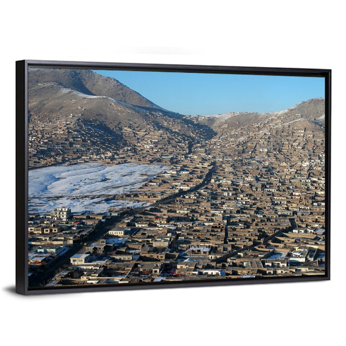 Kabul Winter Cityscape Wall Art as a framed canvas