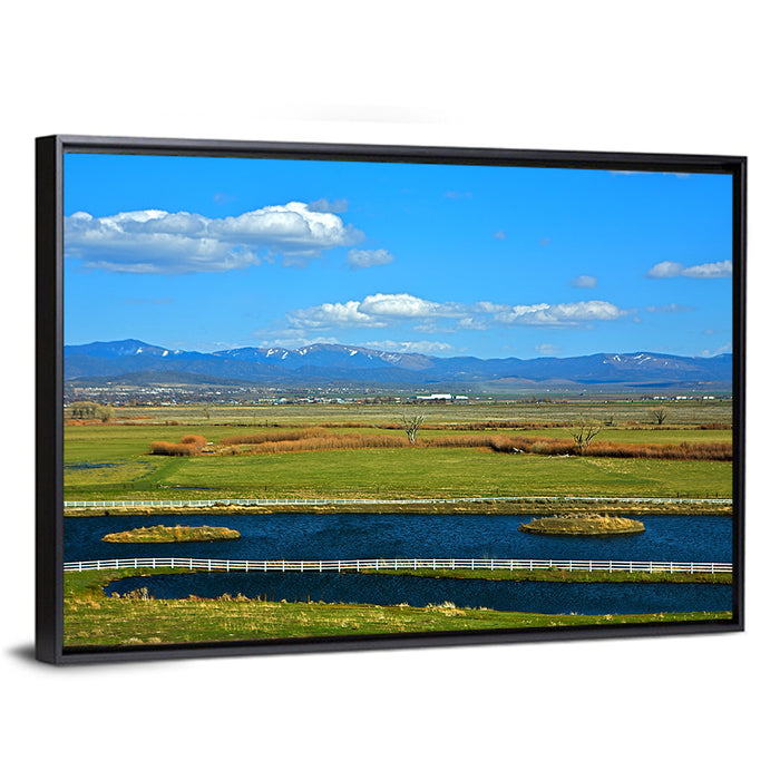Genoa Township Pond View Wall Art as a framed canvas