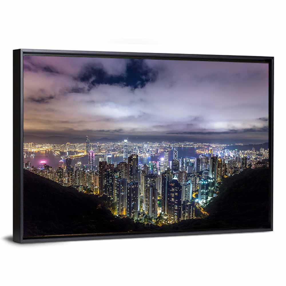 Hong Kong Skyline at Night Wall Art