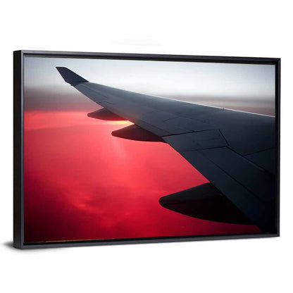 Angled Airplane Wing at Sunset Wall Art