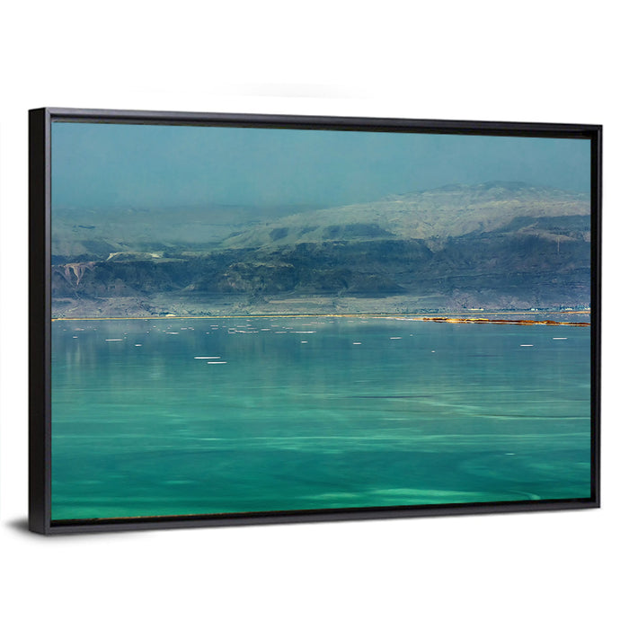 Dead Sea Shoreline Wall Art as a framed canvas