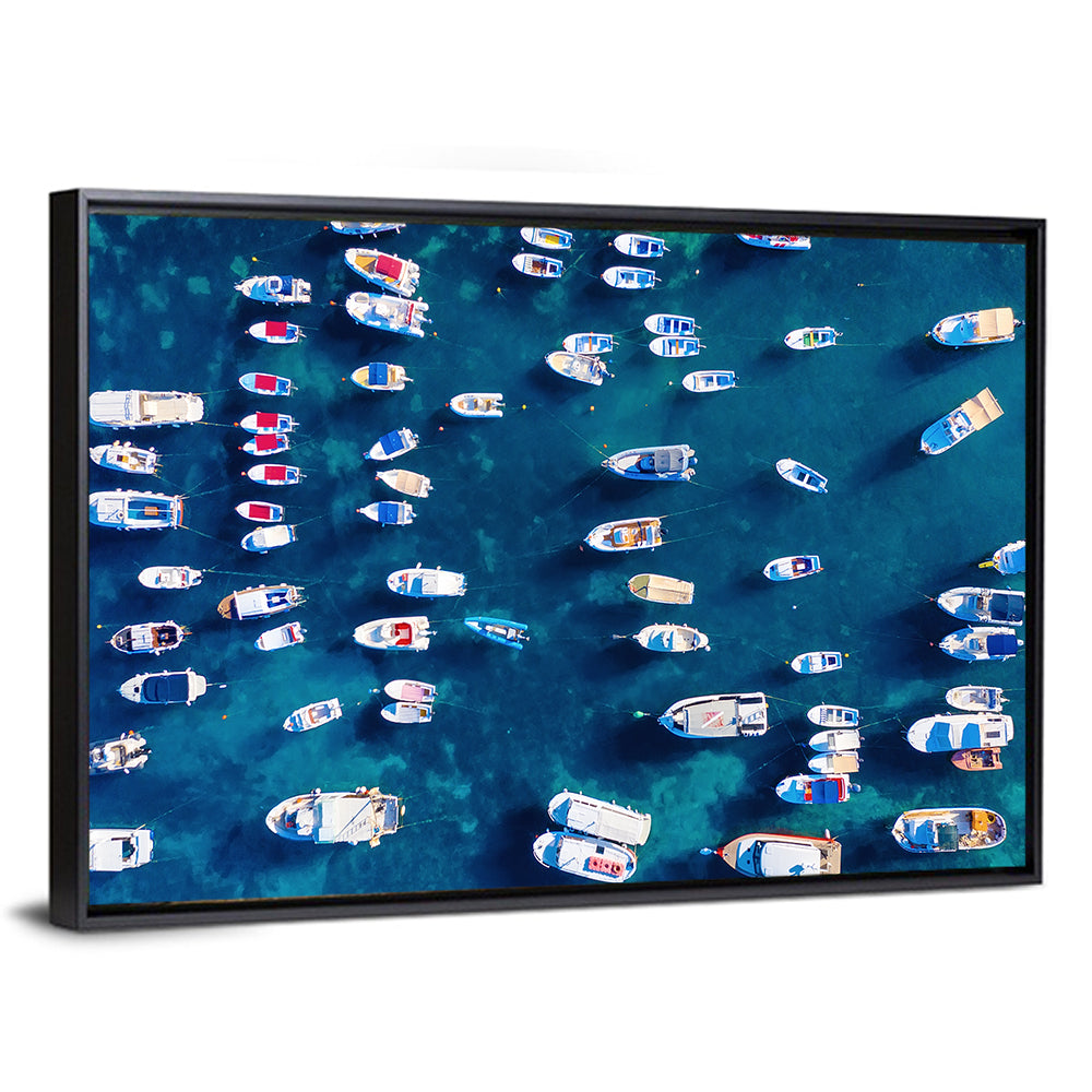 Aerial Boats Over Turquoise Sea Wall Art