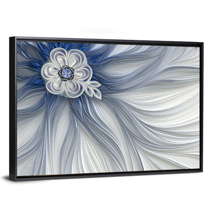 Fractal Flower with Blue Crystal Wall Art
