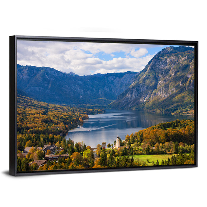 Autumn at Lake Bohinj Wall Art as a framed canvas