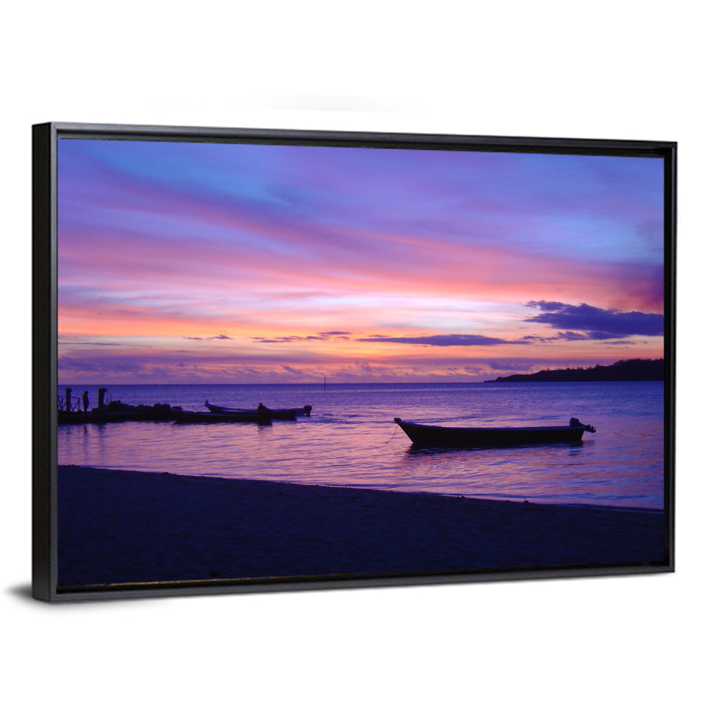Malolo Island Sunset with Moored Boats Wall Art