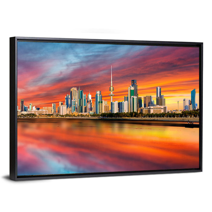 Shuwaikh Port at Dusk Wall Art as a framed canvas