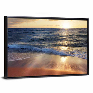 Splashing Waves Sunset Wall Art