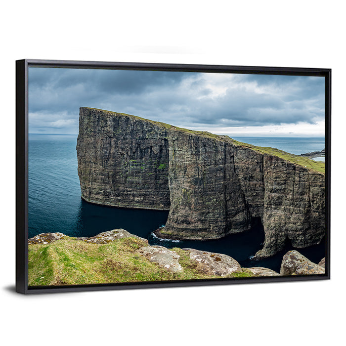 Trælanípa Cliff, Faroe Islands Wall Art as a framed canvas