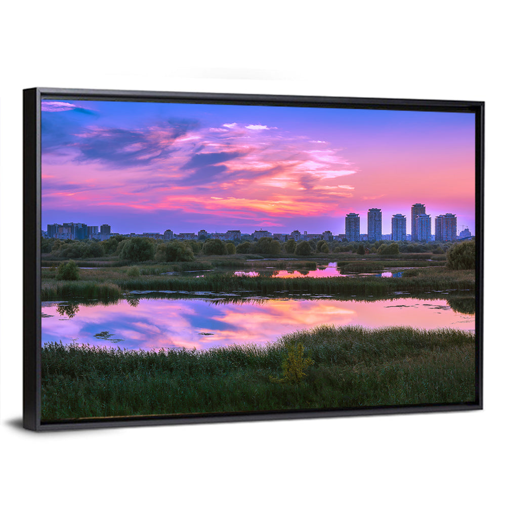 Vacaresti Park Sunset Reflection Wall Art