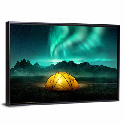 Tent Beneath Aurora Borealis Wall Art