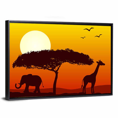 Savanna Sunset Silhouette Wall Art