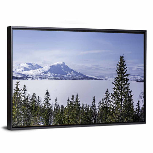 Scandinavian Mountain Range with Frozen Lake Wall Art