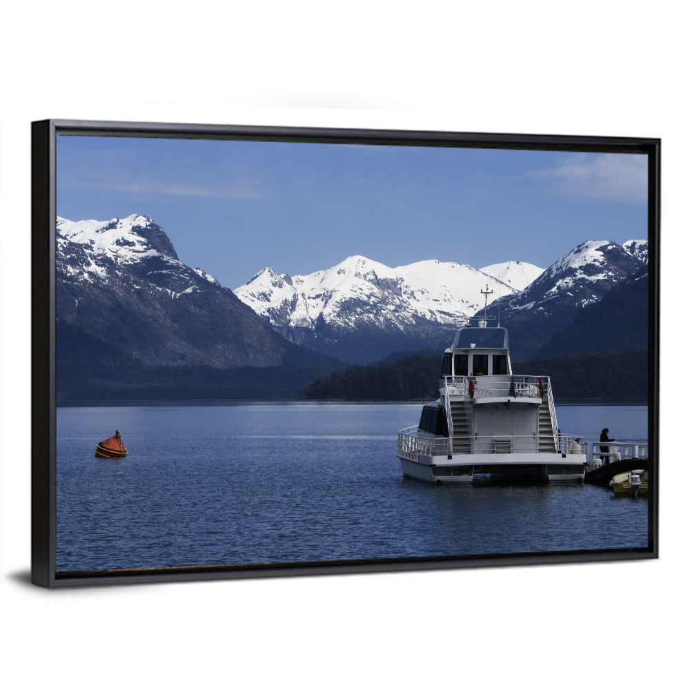 Lake Nahuel Huapi Catamaran and Snow-capped Mountains Wall Art