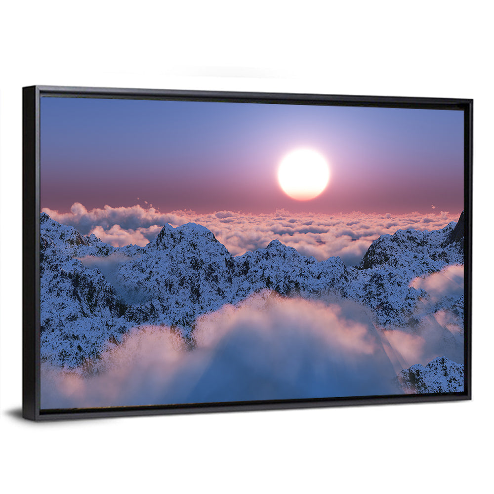 Sunset Above Snowy Mountains Wall Art