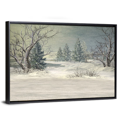 Snowy Forest with Frozen Pond Wall Art