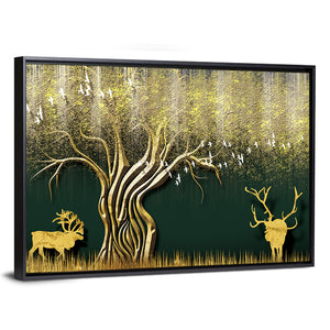 Gold Antelope & Tree Wall Art