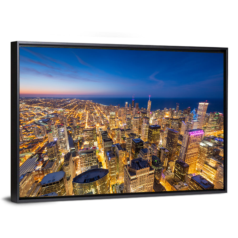 Aerial Chicago Nightscape Wall Art