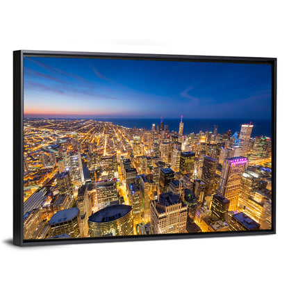 Aerial Chicago Nightscape Wall Art
