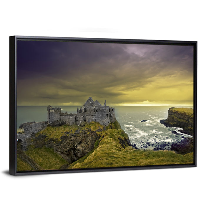 Dunluce Castle Ruins Wall Art as a framed canvas