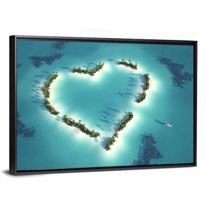 Turquoise Heart-shaped Island Wall Art