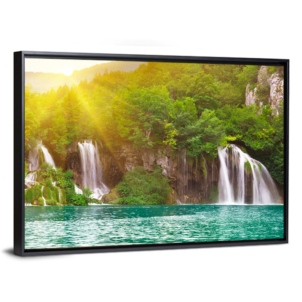 Plitvice Cascades at Sunrise Wall Art