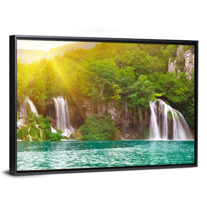 Plitvice Cascades at Sunrise Wall Art