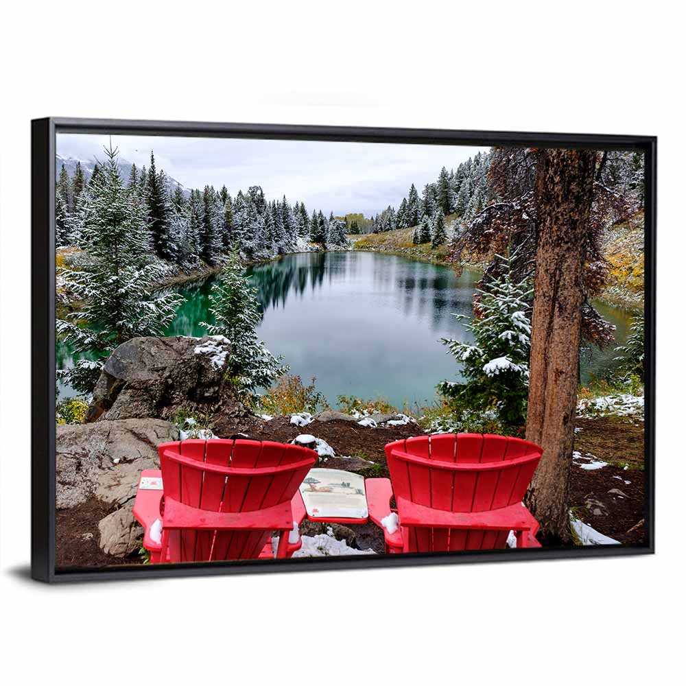 Red Adirondack Chairs at Valley of Five Lakes Wall Art