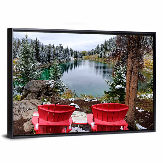 Red Adirondack Chairs at Valley of Five Lakes Wall Art