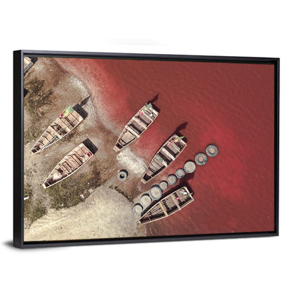 Wooden Boats on Lake Retba Wall Art