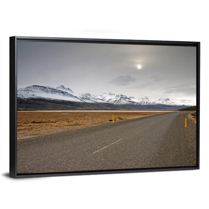 Icelandic Road to Snow-capped Mountains Wall Art