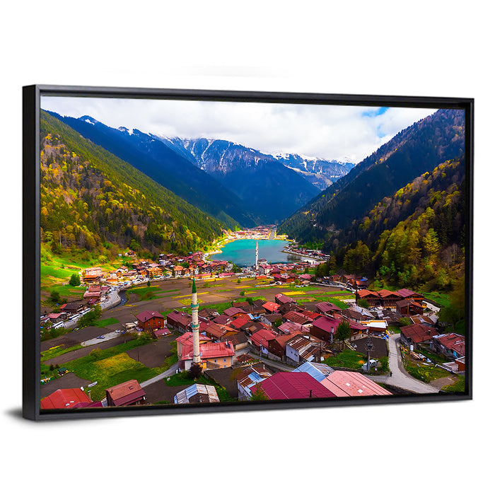 Uzungöl Village Overlook Wall Art as a framed canvas