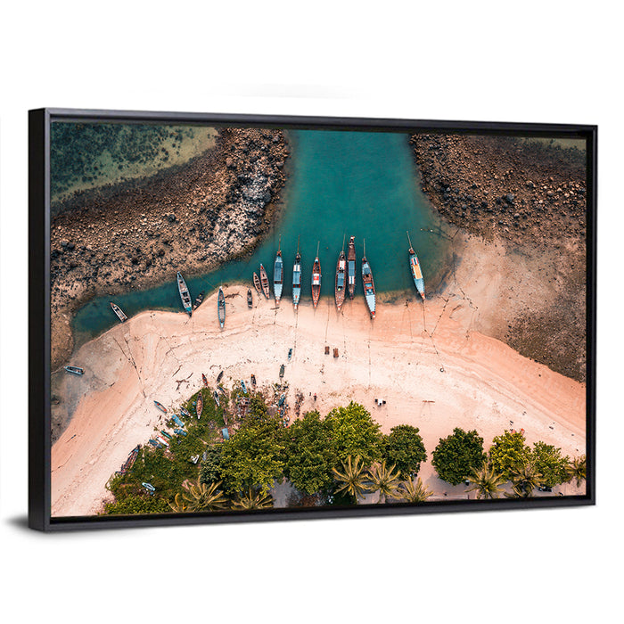 Koh Samui Long-tail Boats Wall Art as a framed canvas
