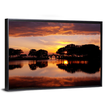 Tranquility Bridge at Sunset Wall Art