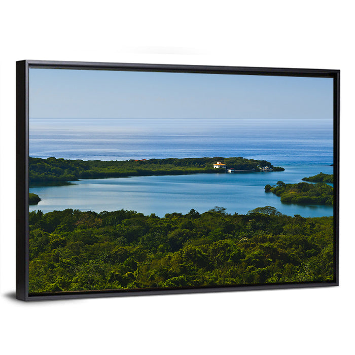 Roatan Tropical Bay Wall Art as a framed canvas