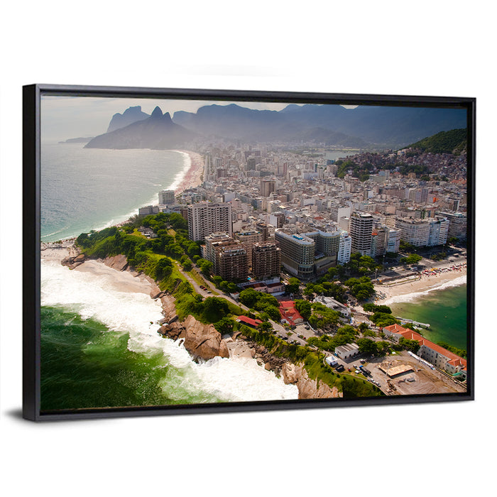 Ipanema Coast Aerial View Wall Art as a framed canvas