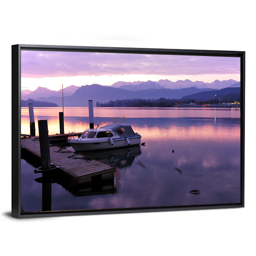 Lake Lucerne Pier at Dusk Wall Art