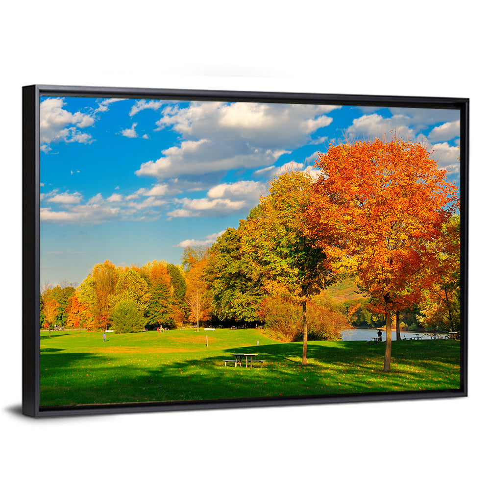 Autumn Trees and Lakeside Lawn Wall Art