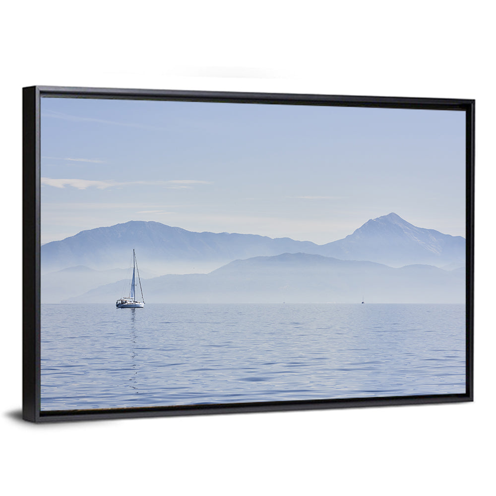 Sailboat and Misty Mountains Wall Art